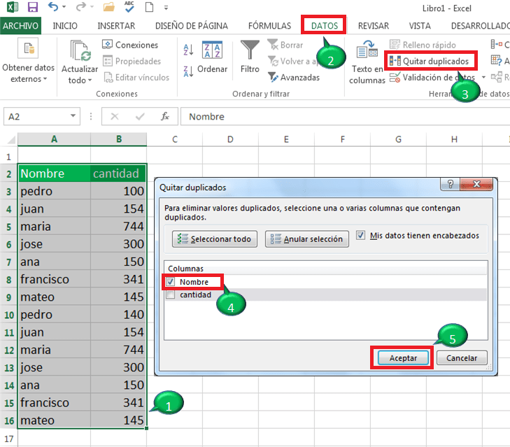 ¿Cómo quitar duplicados en Microsoft Excel?